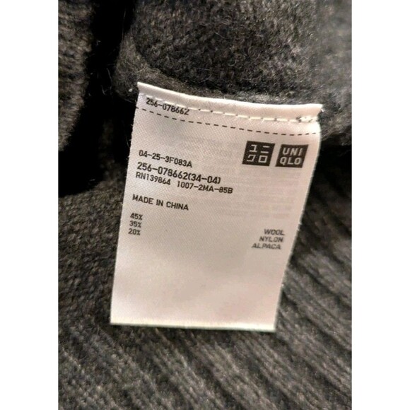 Uniqlo Wool Alpaca Blend Button Gray Cardigan Sweater Women's Medium - Picture 4 of 8